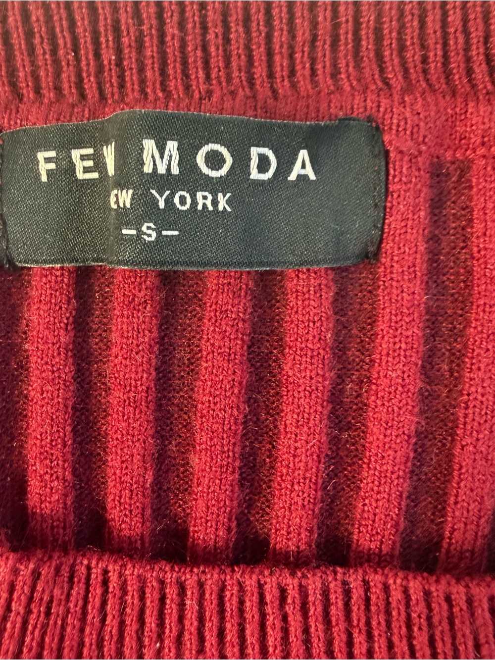 Fey Moda Ribbed Bell Sleeve Sweater In Burgundy View 2